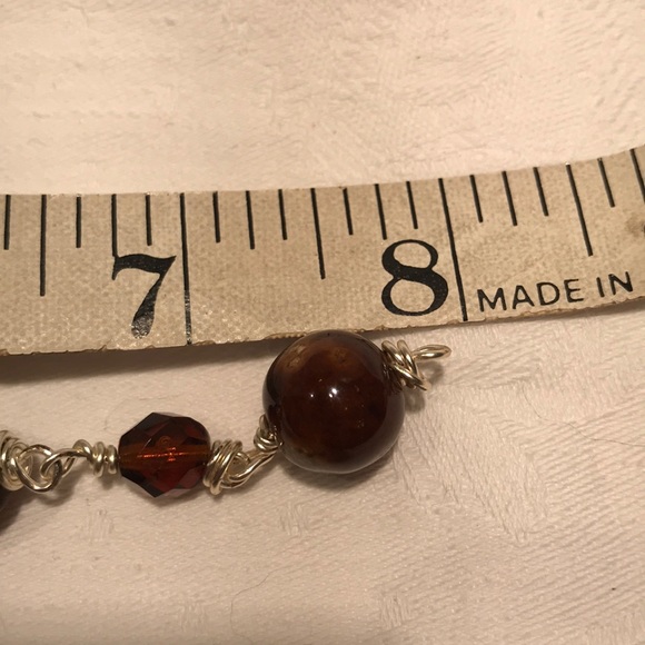Artisan Glass bead bracelet, amber and brown - Picture 4 of 8